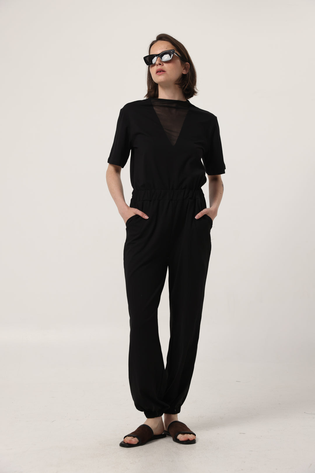 Field Black Mesh Jumpsuit
