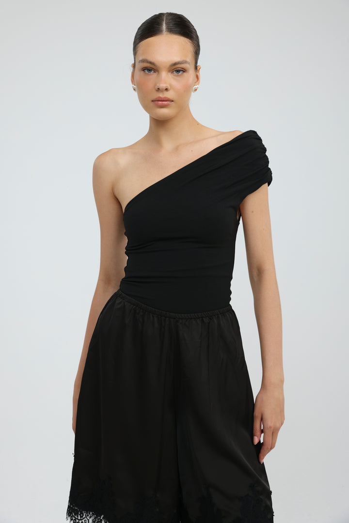Everglow Black One Shoulder Top