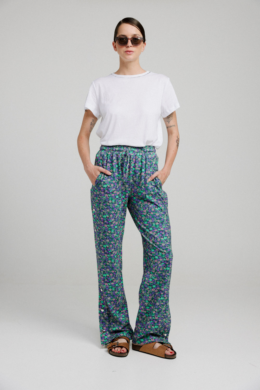 Popper Green Floral Joggers