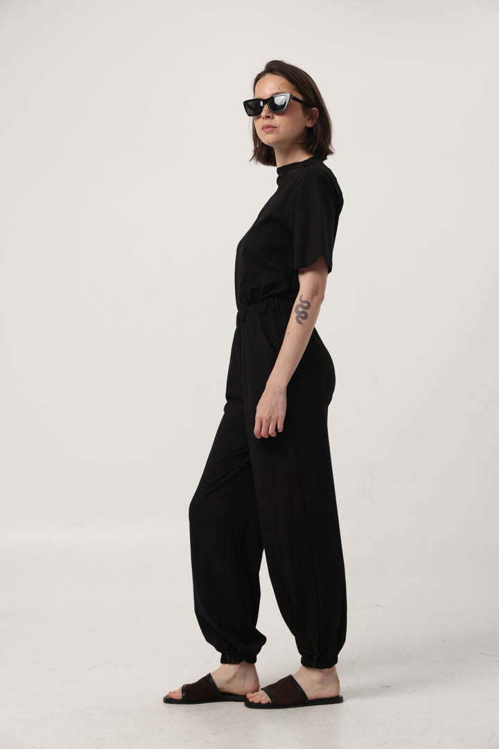 Field Black Mesh Jumpsuit