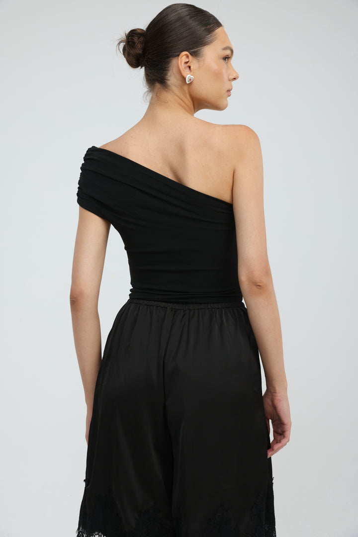 Everglow Black One Shoulder Top