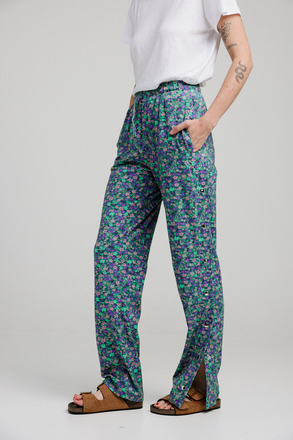 Popper Green Floral Joggers