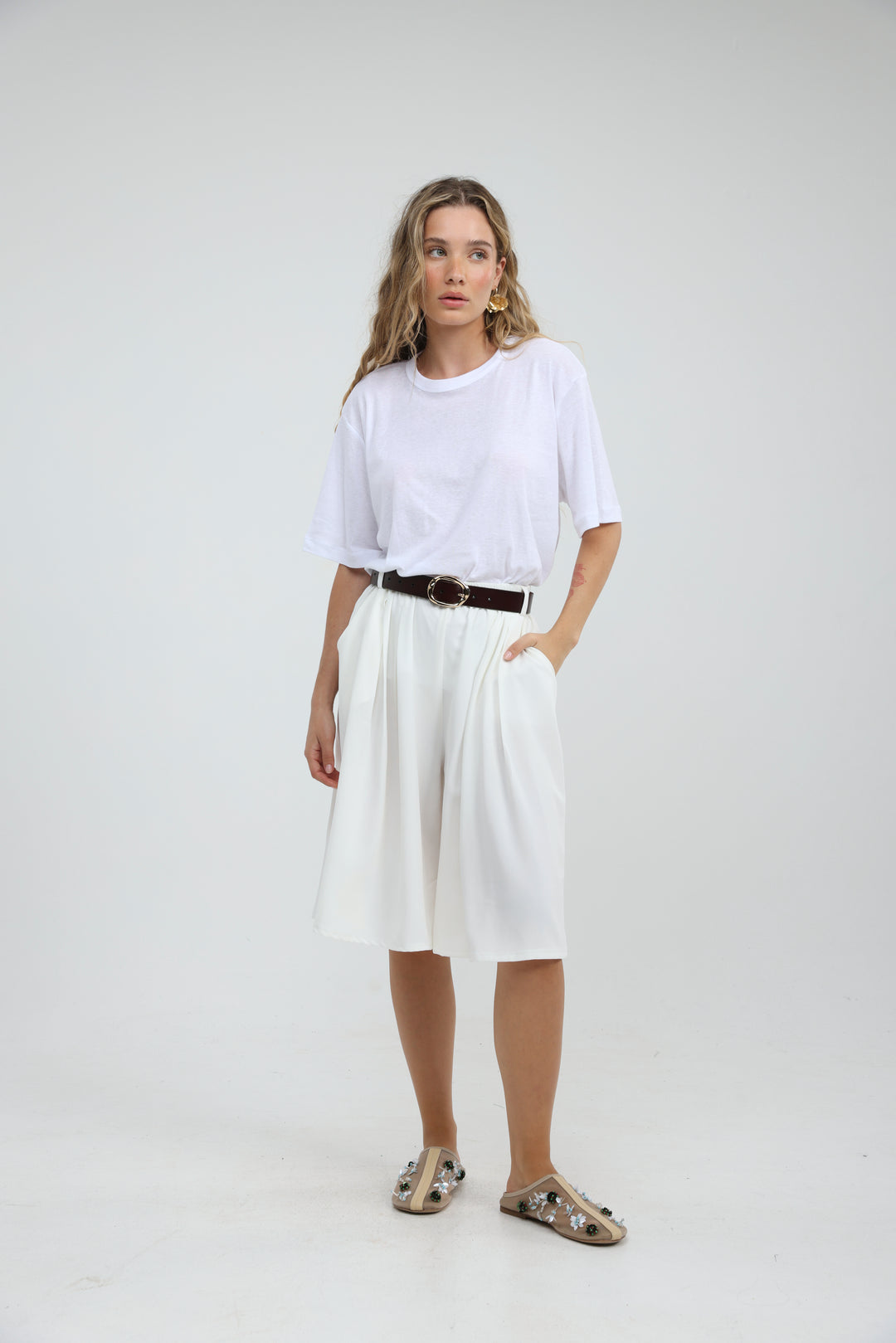 Fluid White Bermuda Bottoms