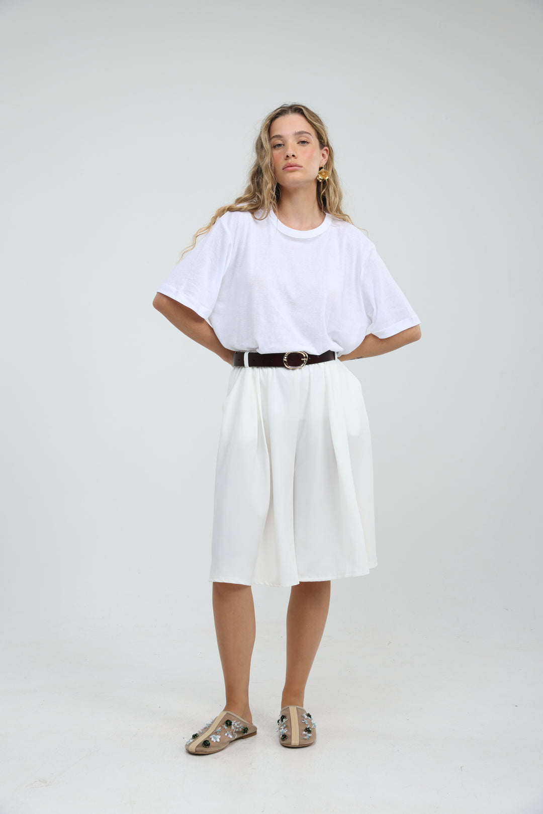 Fluid White Bermuda Bottoms