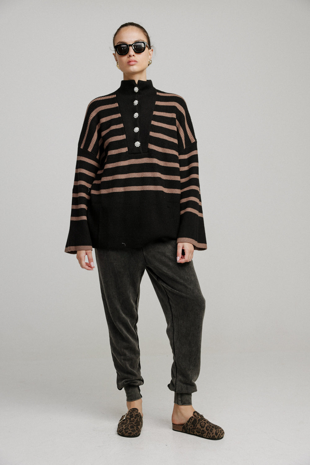 Now Black Striped Sweater