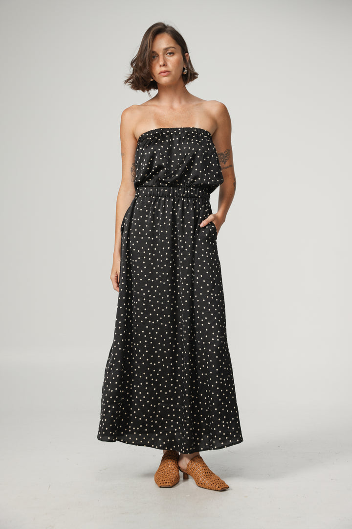 Her Dots Strapless Dress