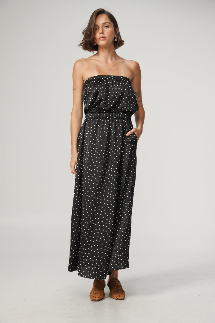 Her Dots Strapless Dress