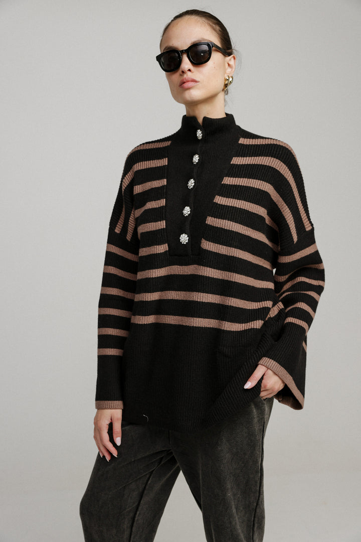 Now Black Striped Sweater