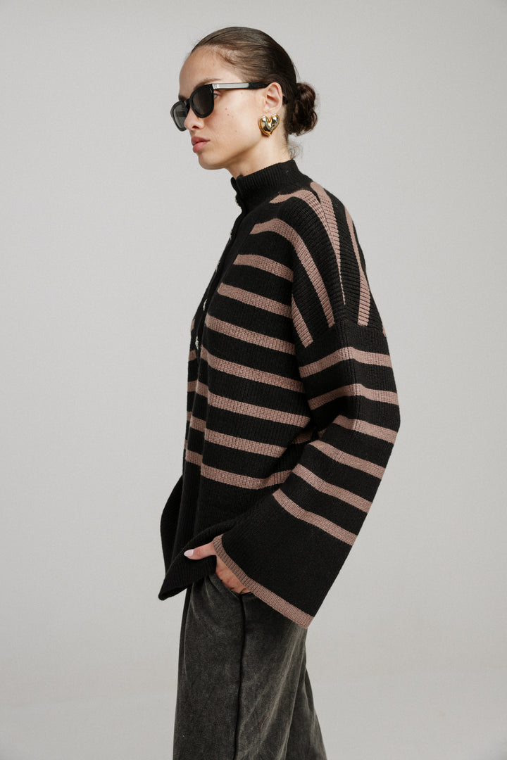 Now Black Striped Sweater