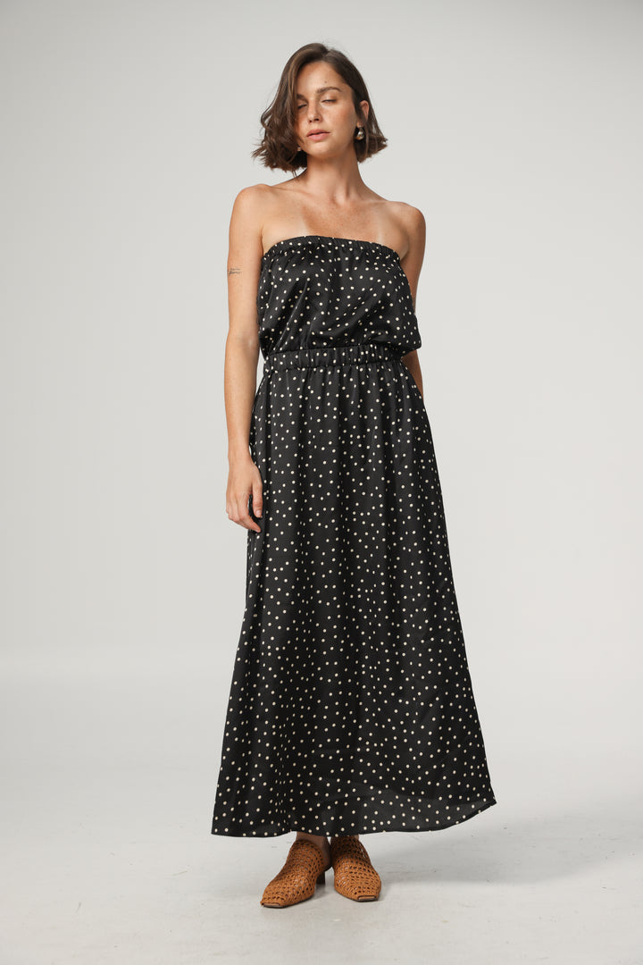 Her Dots Strapless Dress