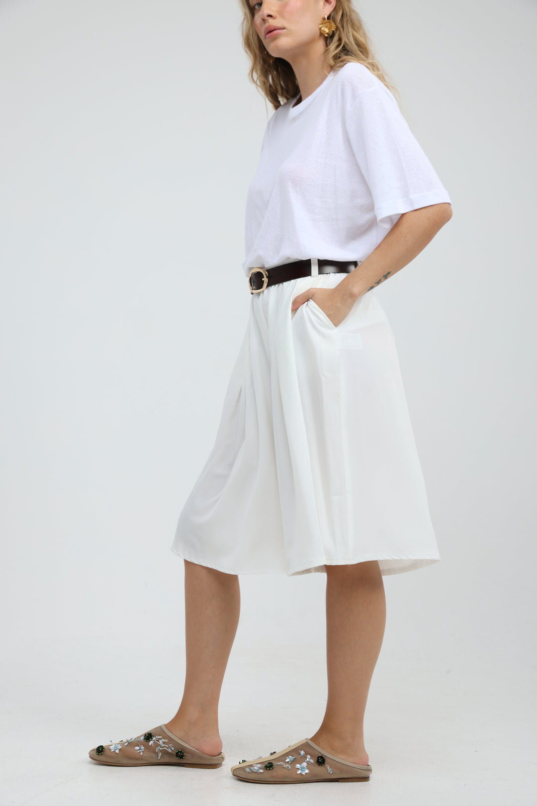Fluid White Bermuda Bottoms