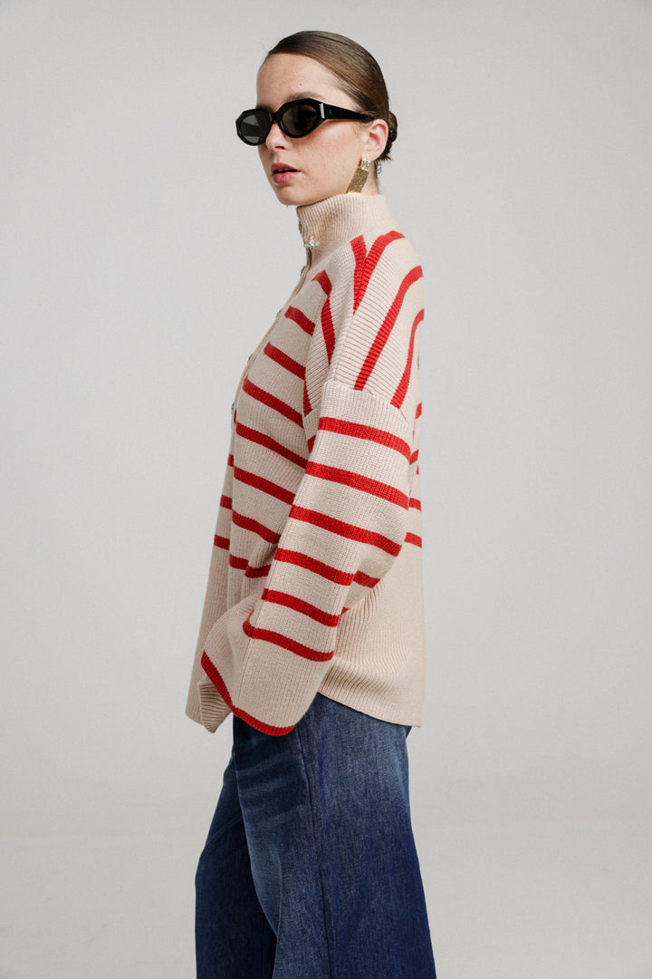 Now Cream Striped Sweater