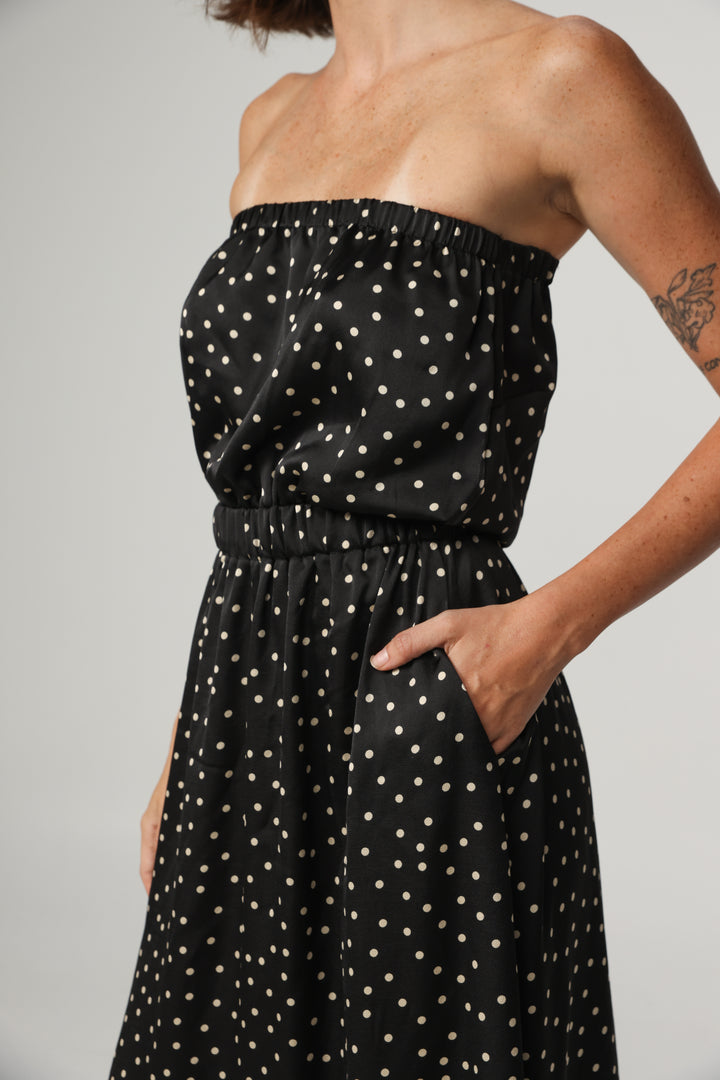 Her Dots Strapless Dress