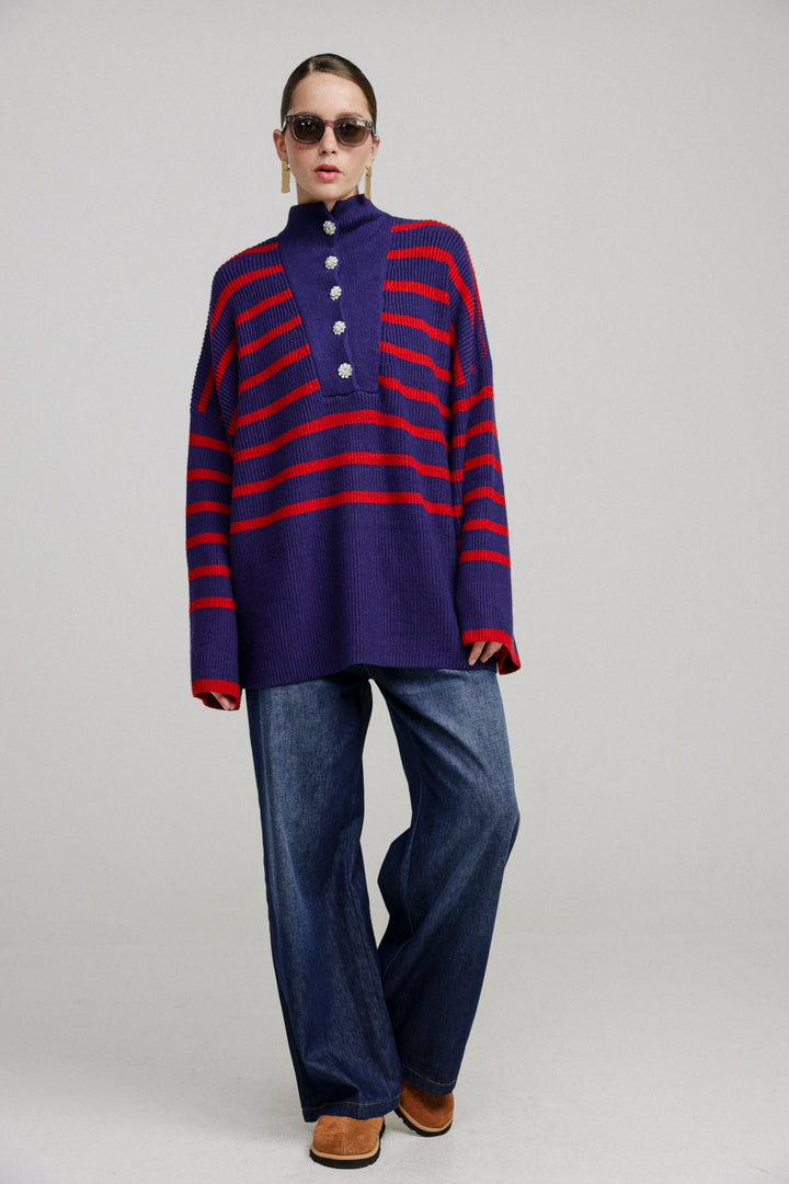 Now Navy Striped Sweater