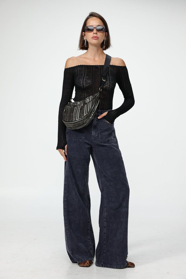 Space Black Sequin Belt Bag