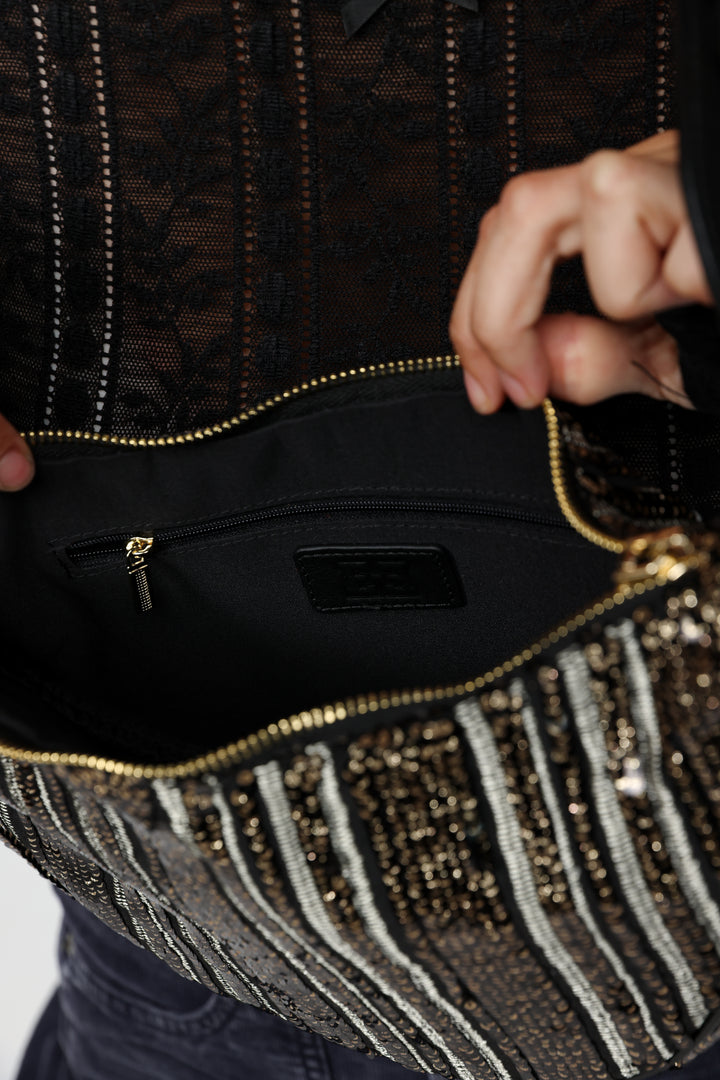 Space Black Sequin Belt Bag