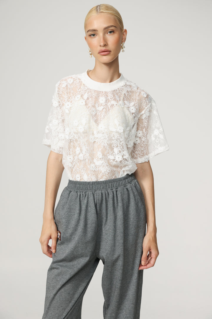 Cal Cream Lace T-Shirt
