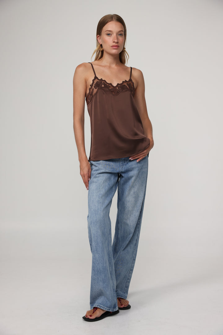 Lace Chocolate Tank