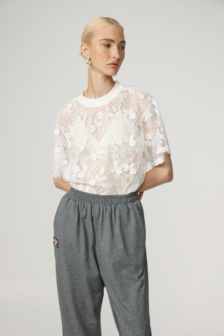 Cal Cream Lace T-Shirt