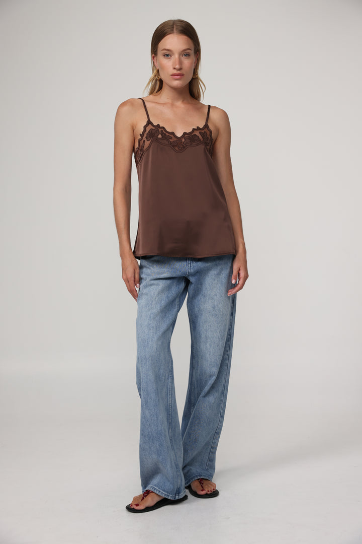 Lace Chocolate Tank