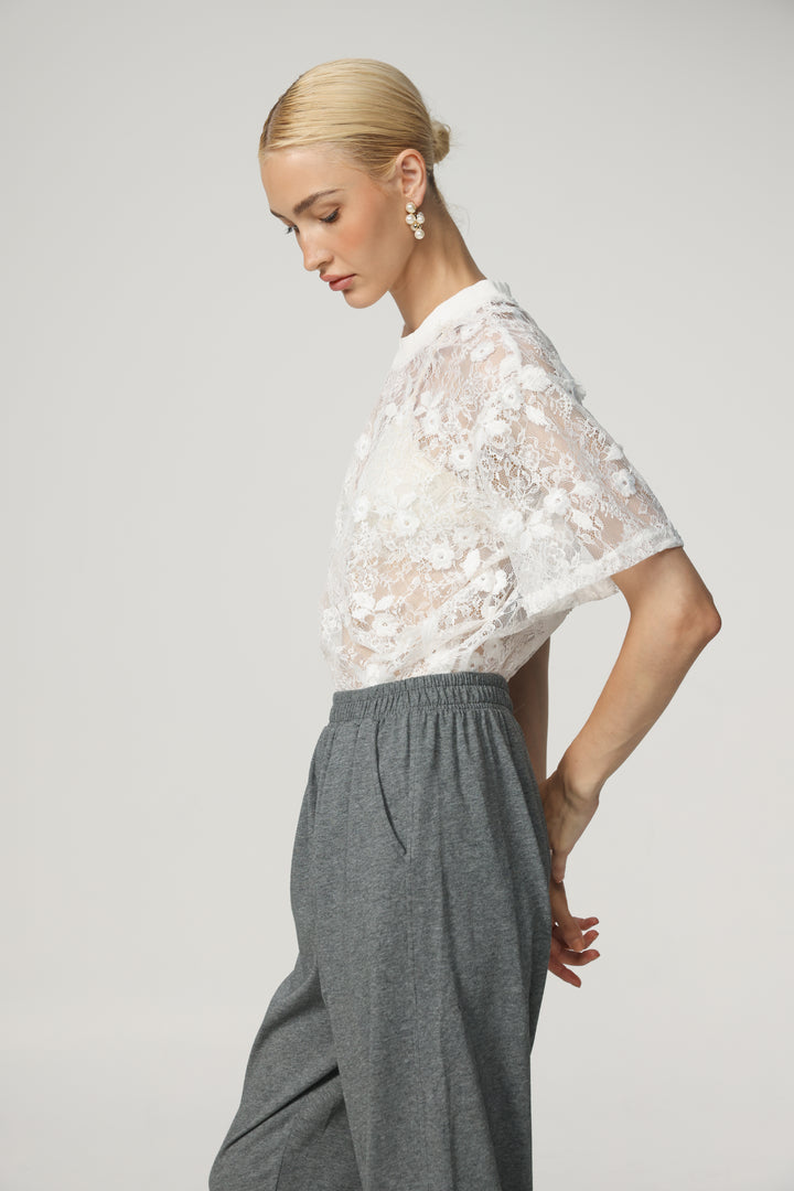 Cal Cream Lace T-Shirt