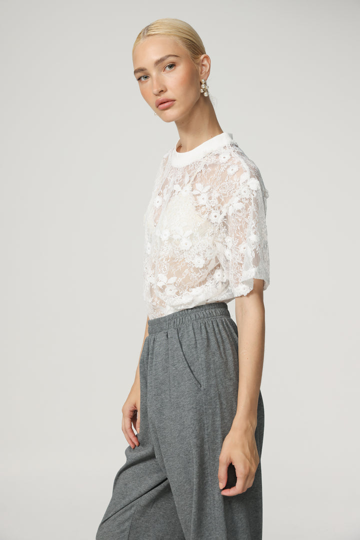 Cal Cream Lace T-Shirt