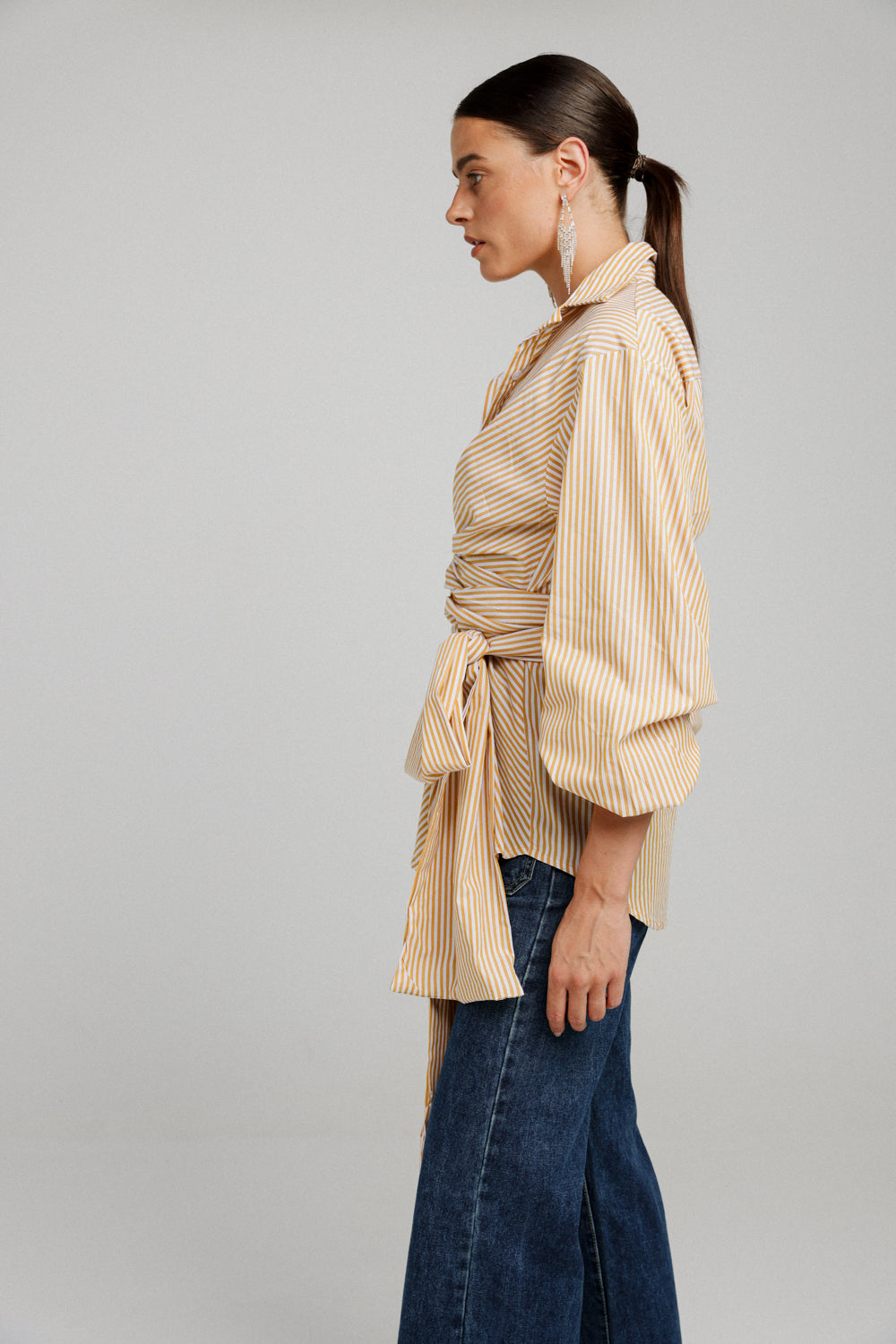 Wrap Striped Buttoned Shirt