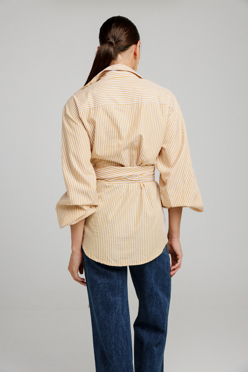 Wrap Striped Buttoned Shirt