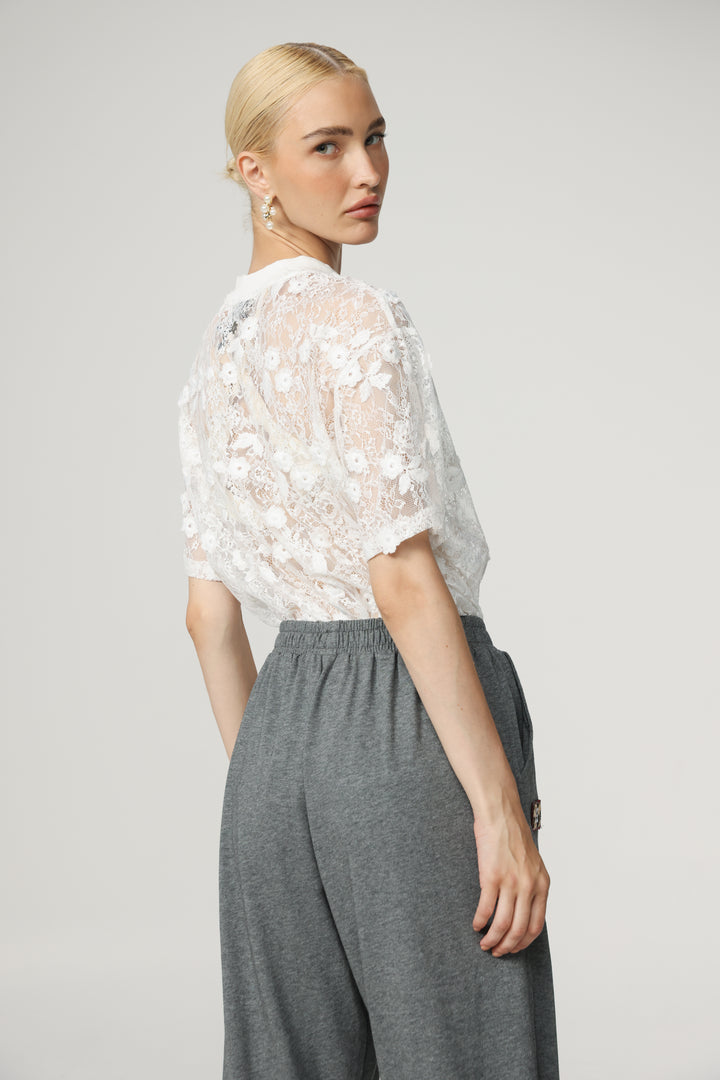 Cal Cream Lace T-Shirt
