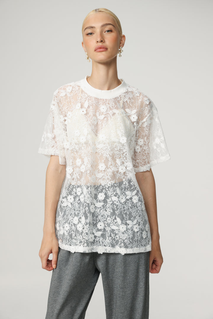 Cal Cream Lace T-Shirt