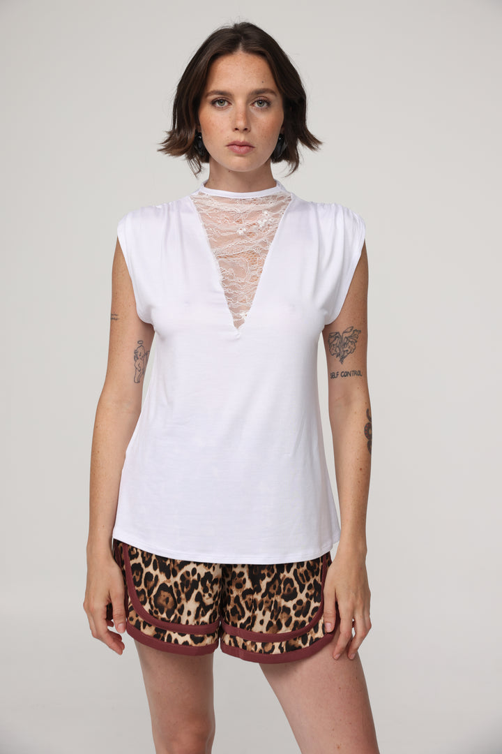 Sea White Lace Tank