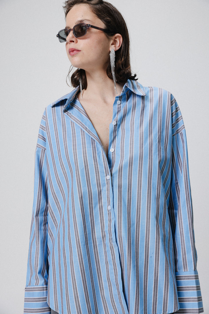 Stripes Blue Buttoned Shirt