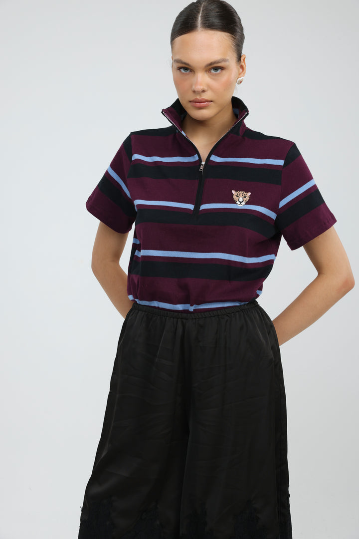 Wildflower Purple Striped Polo