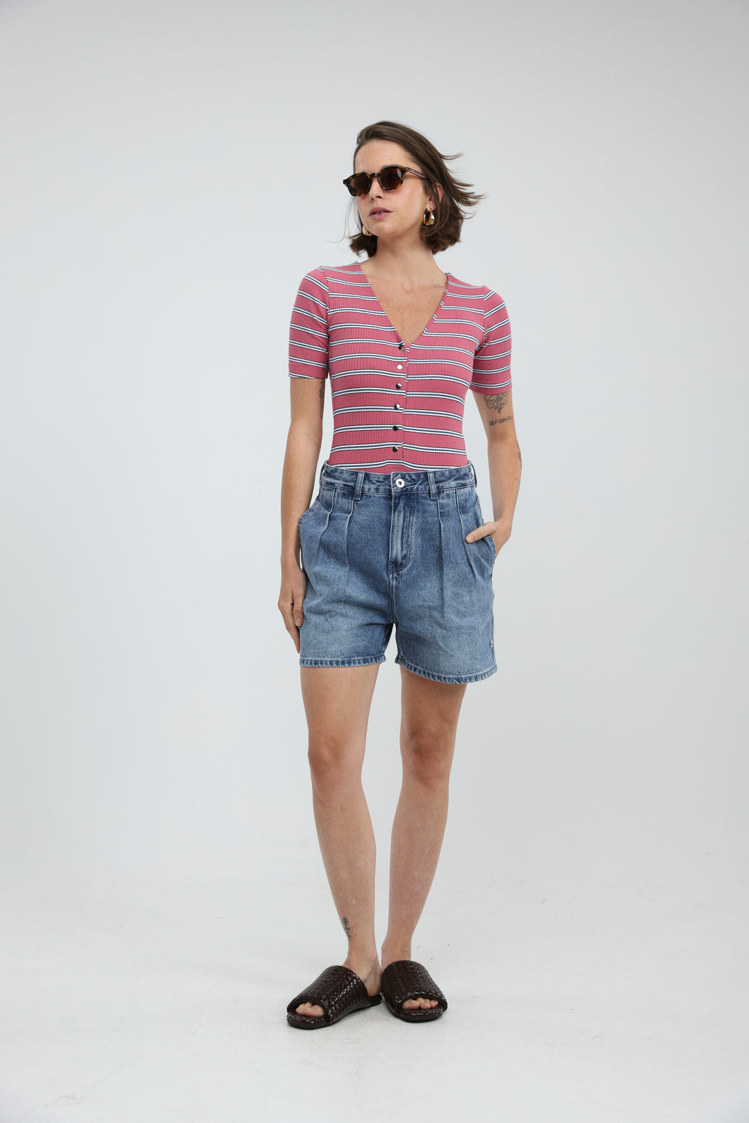 Rosewood Pink Striped Bodysuit