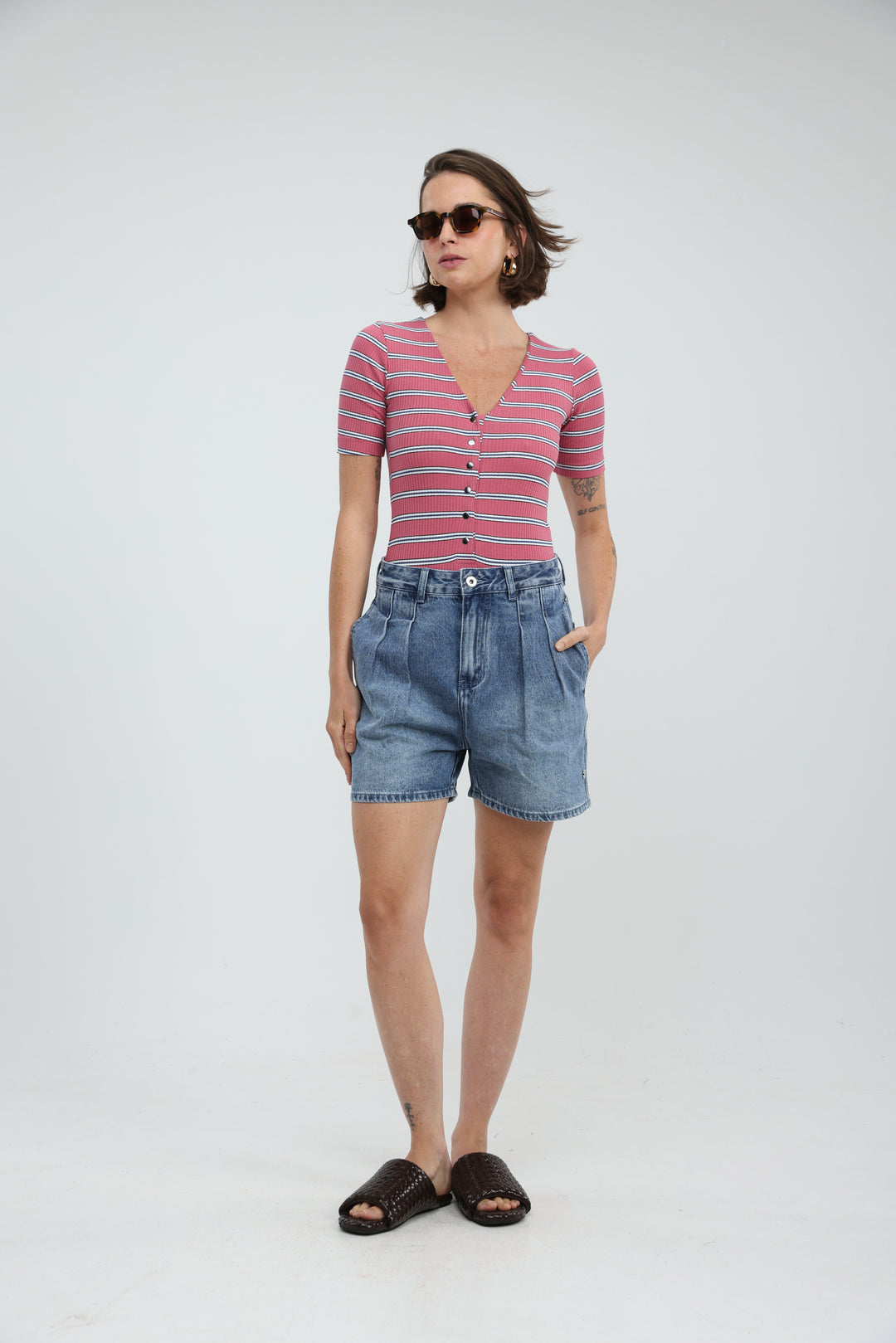 Rosewood Pink Striped Bodysuit