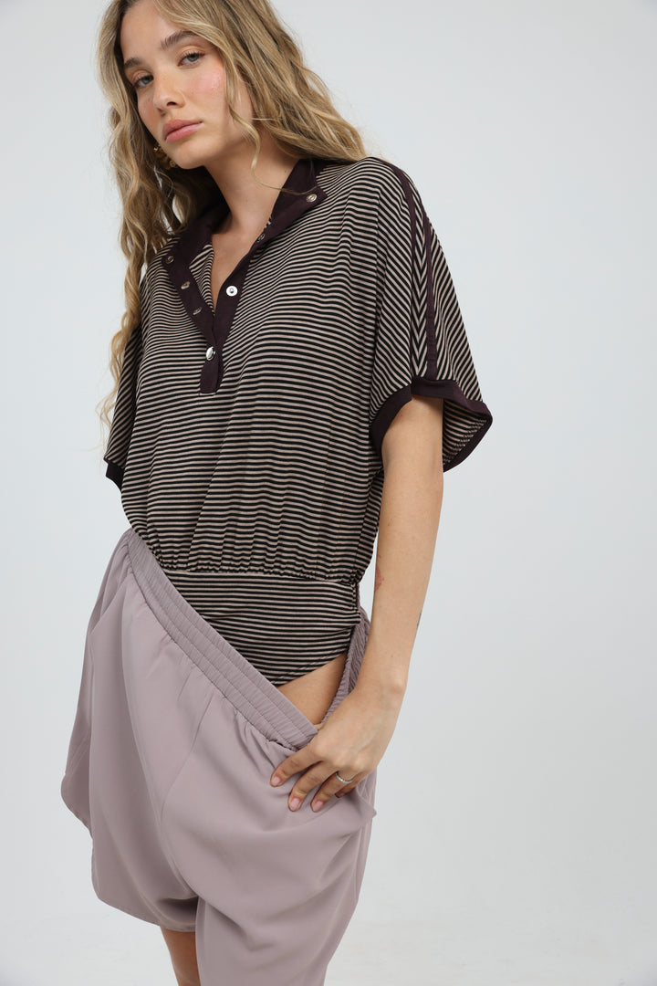 Wanderlight Brown Striped Bodysuit