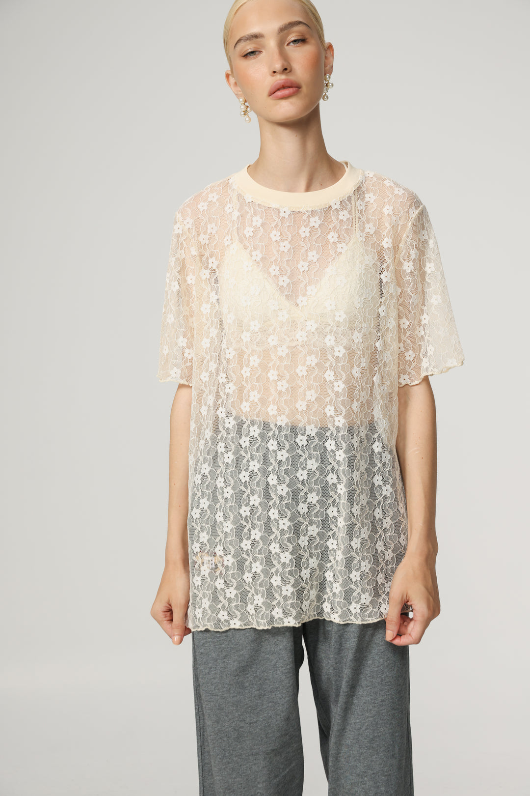 Como Cream Lace T-Shirt