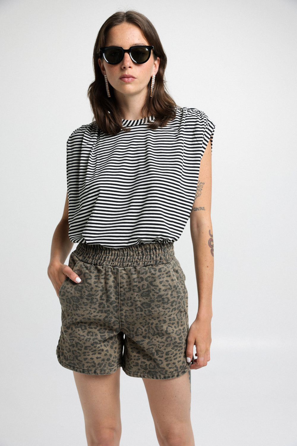 E Star Leopard Short Denim