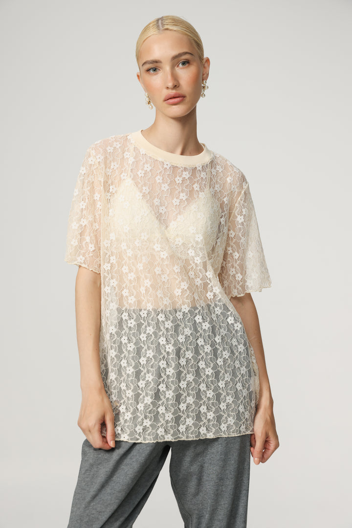 Como Cream Lace T-Shirt