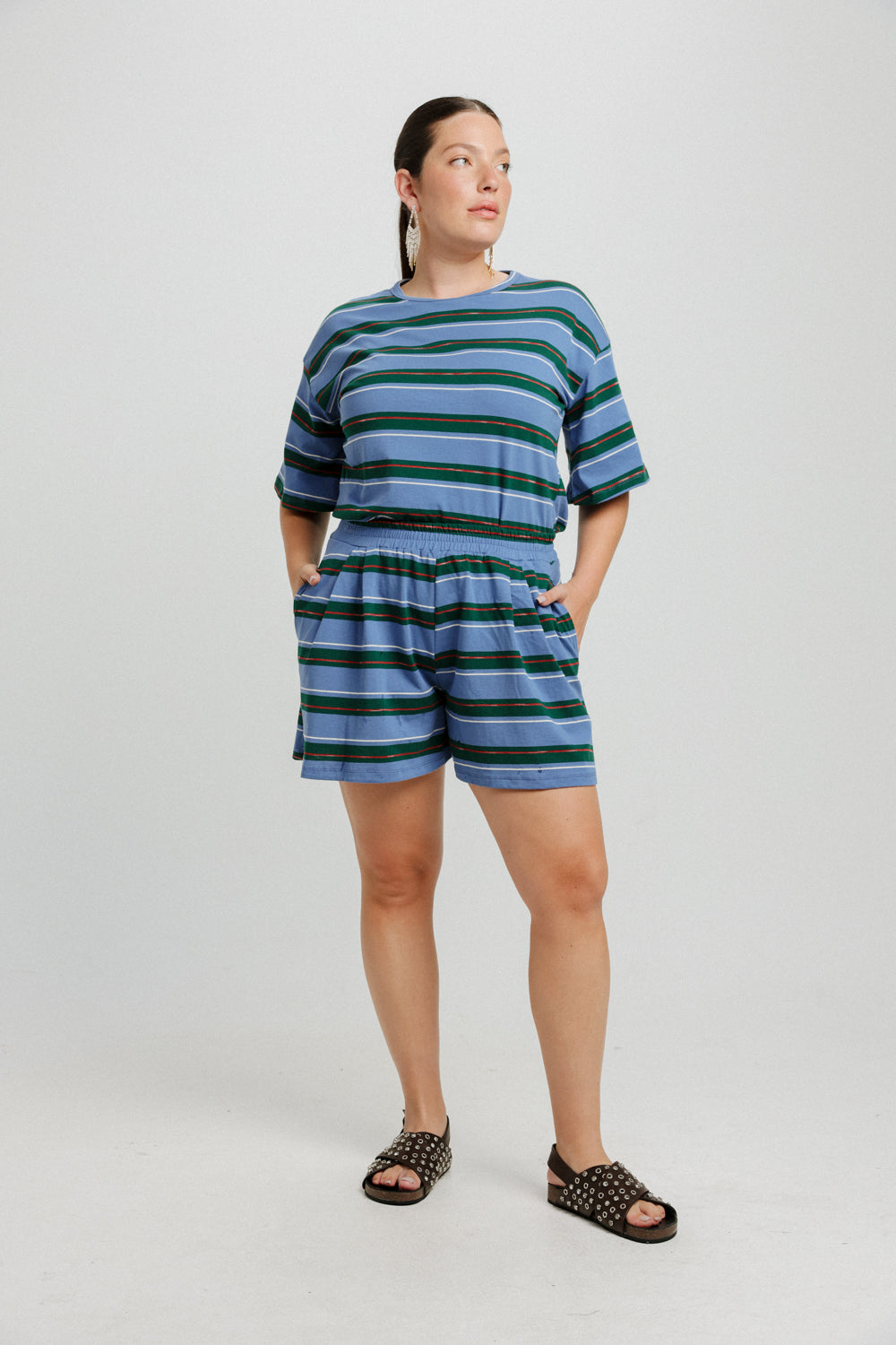 Rock Blue&Green Stripes Shorts