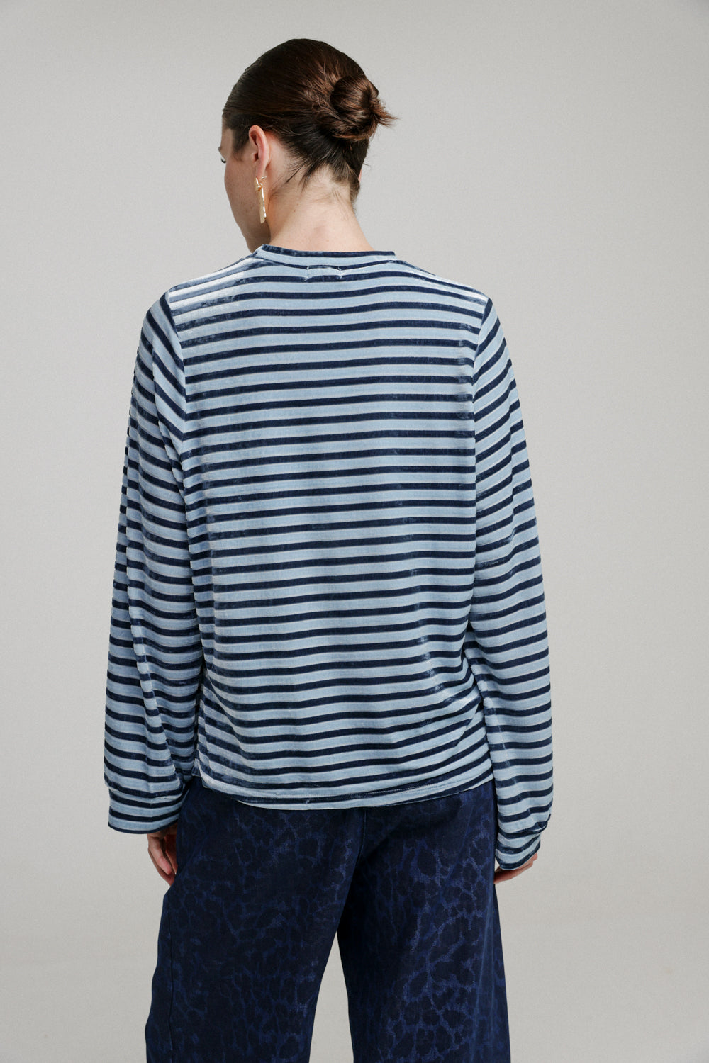 Boyfriend Blue Stripes Velvet Shirt