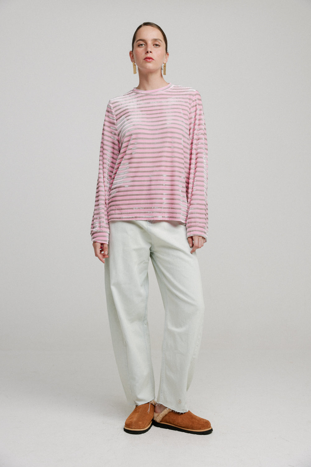 Boyfriend Pink Stripes Velvet Shirt