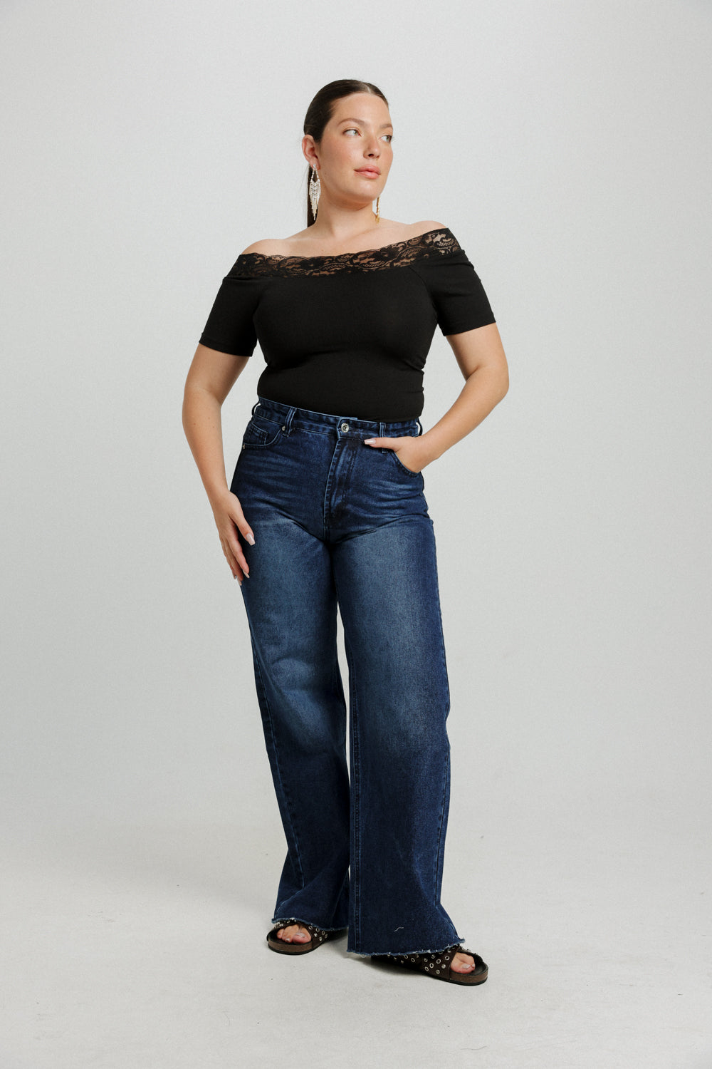 Vineyard Black Off Shoulder Top