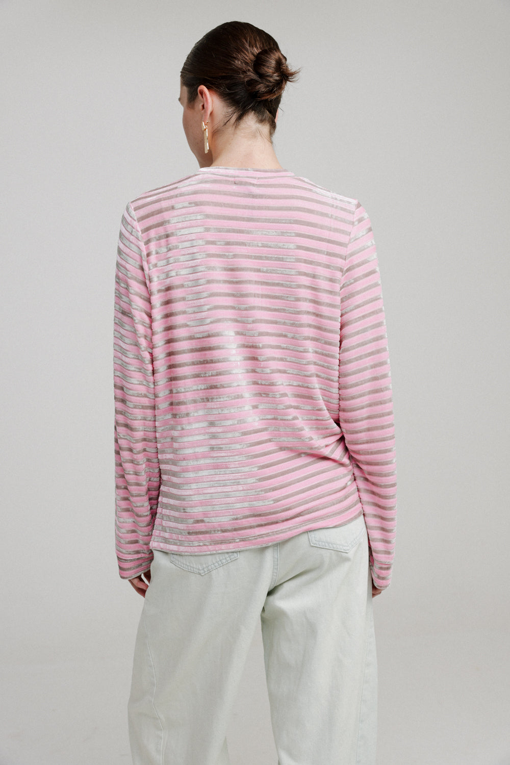 Boyfriend Pink Stripes Velvet Shirt