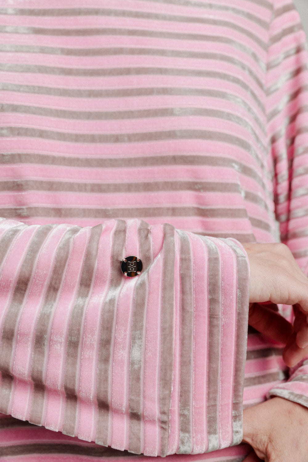 Boyfriend Pink Stripes Velvet Shirt