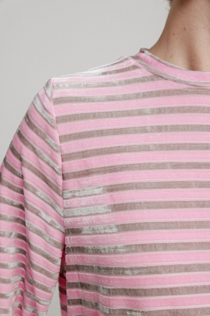 Boyfriend Pink Stripes Velvet Shirt