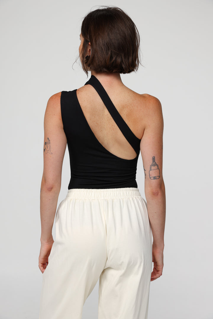Fade Black One Shoulder Top