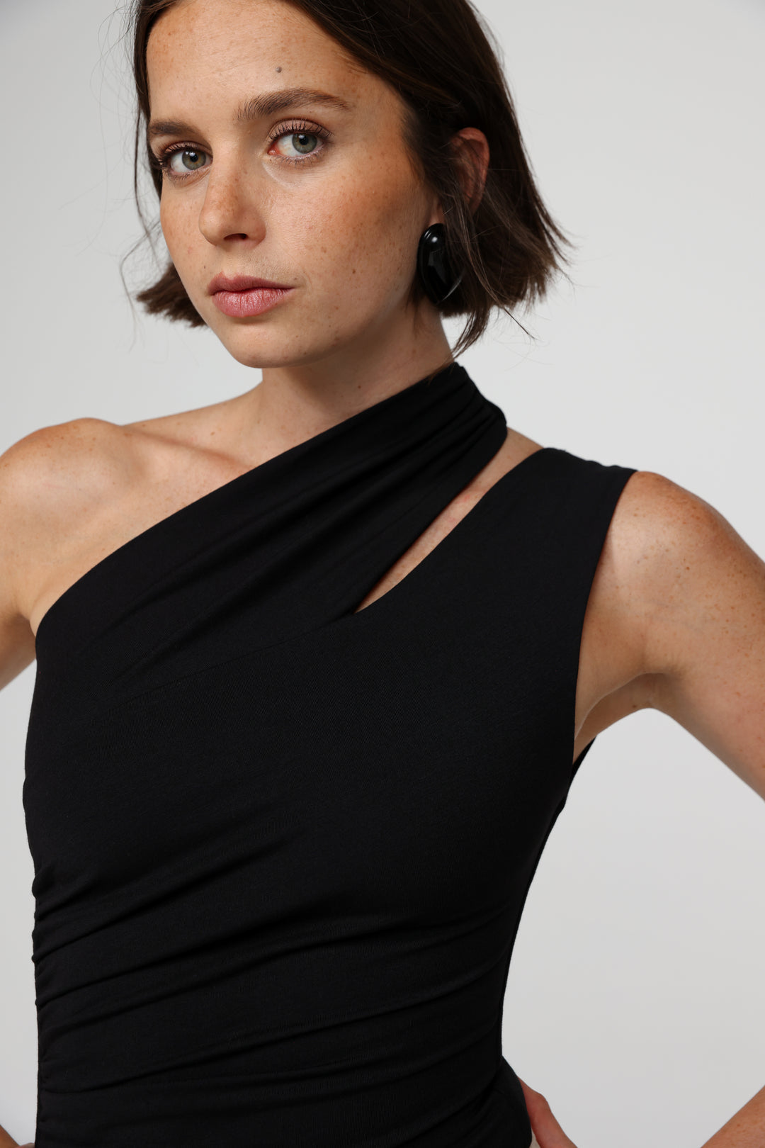 Fade Black One Shoulder Top