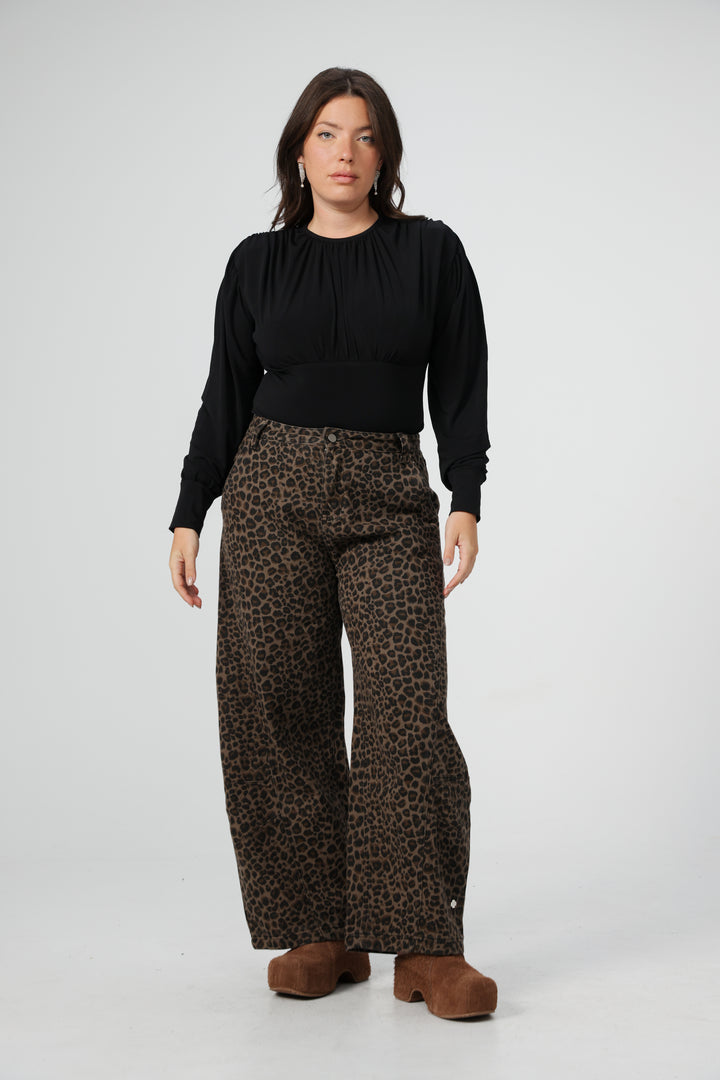 ג'ינס מנומר מידות גדולות Star 123 Leopard Denim 