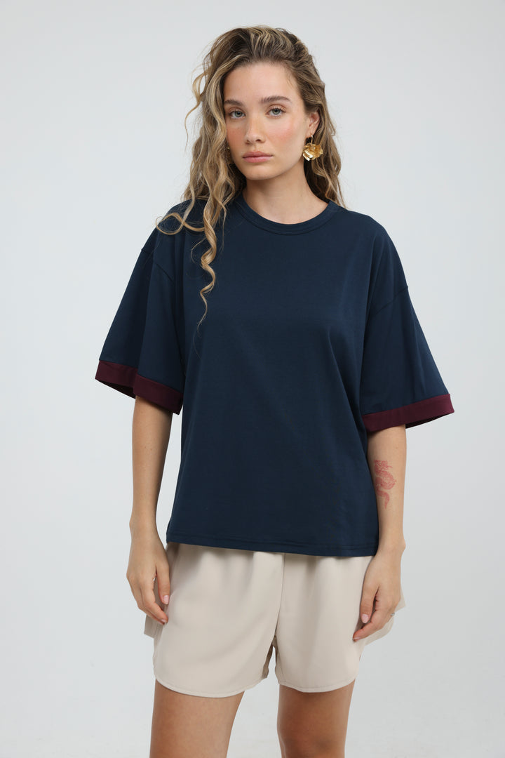 Rock Contrast Navy T-Shirt